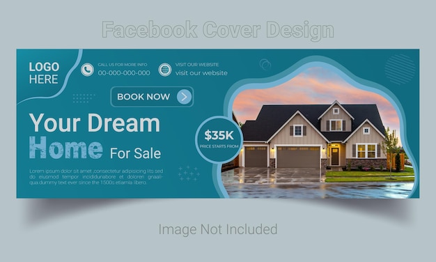 Vector dream home for sale real estate social media facebook cover banner template  layout.