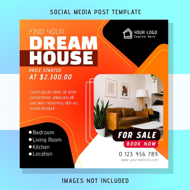 Vector dream house banner for social media post