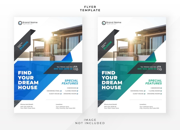 Vector dream house real estate flyer template and brochure leaflet cover design