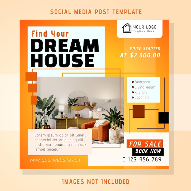 Vector dream house social media post banner