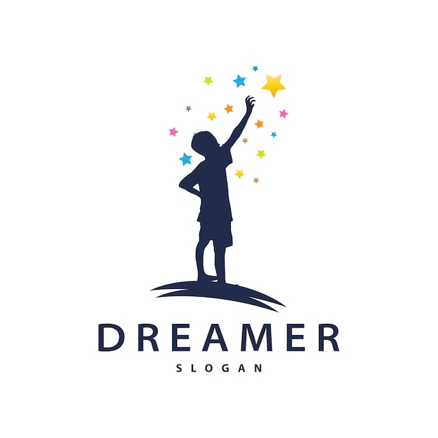 Vector dream logo kids dream inspiration design fun learning star reach vector kids dream logo template