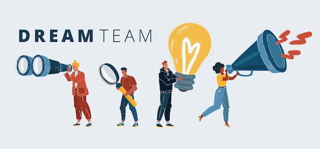 Vector dream team people different specialization people in team