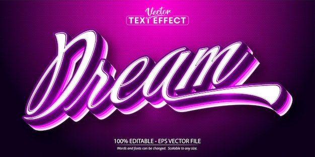 Vector dream text cartoon style editable text effect