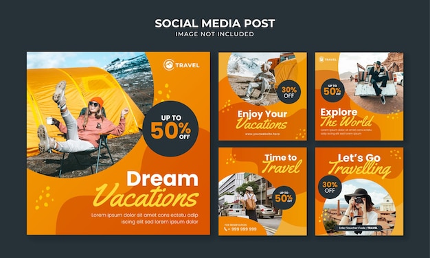 Modello di post instagram social media vacanza da sogno