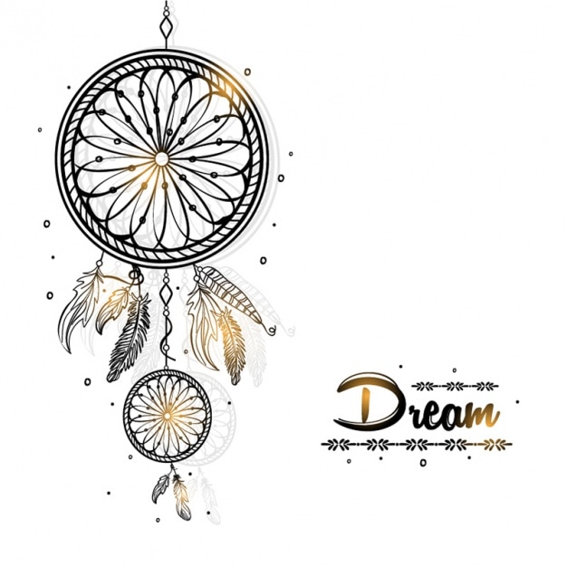 Sfondo dreamcatcher con dettagli dorati