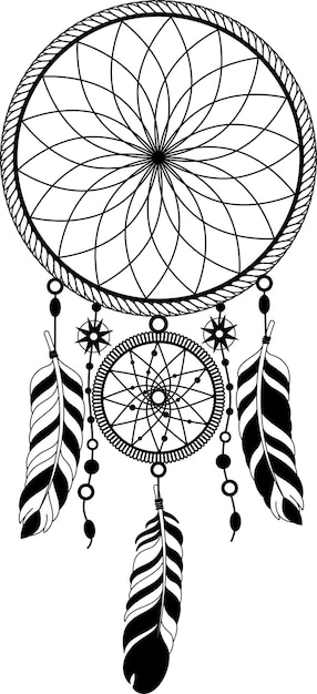 Dreamcatcher boho style rituale magico sogni illustrazione vettoriale