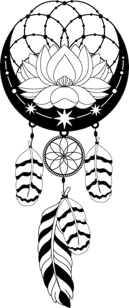 Dreamcatcher Boho style Magic ritual Dreams Vector illustration
