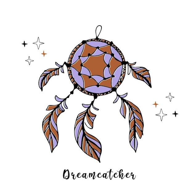 Dreamcatcher esoteric boho mysticvector illustration