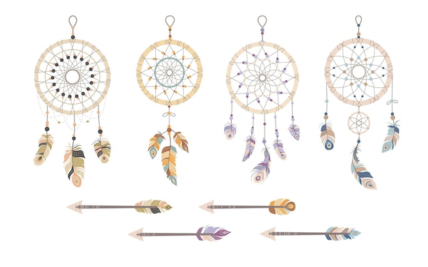 깃털 화살표가 있는 Dreamcatcher 클립 아트 그림
