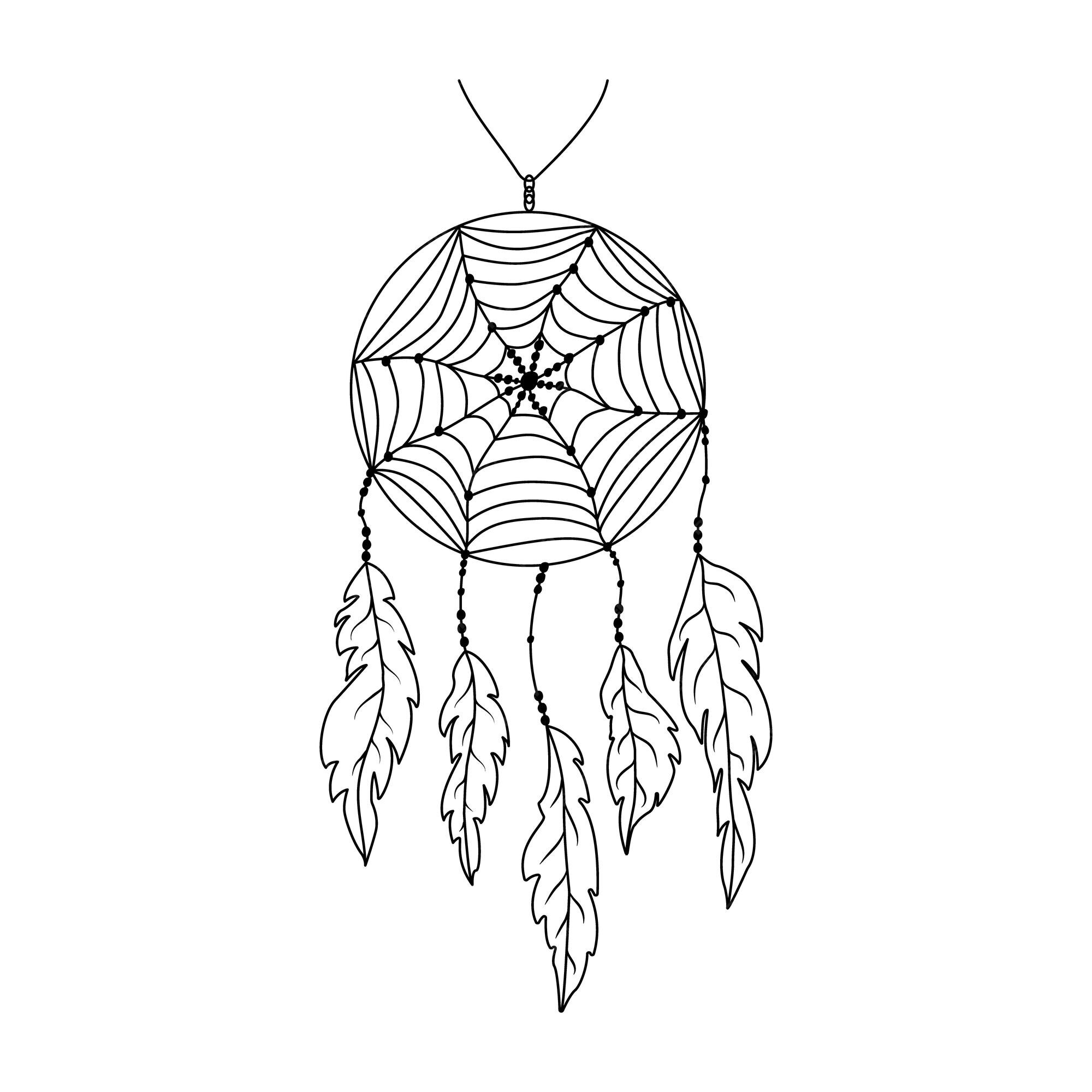 Native dream catcher icon outline vector. Aztec feather 15205213