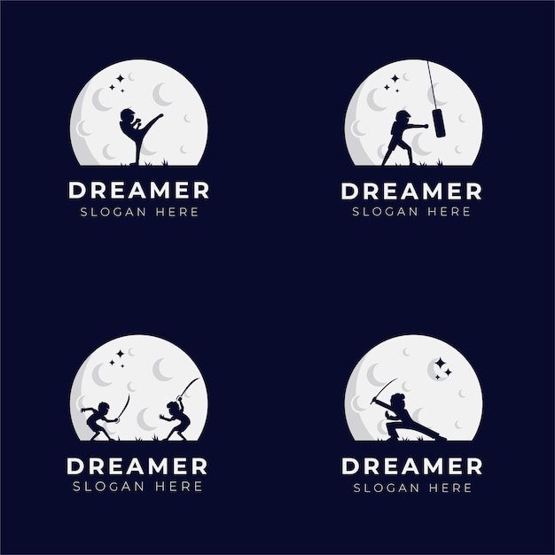 Vector dreamer child  logo design set