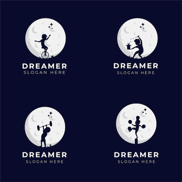 Vector dreamer child  logo design set