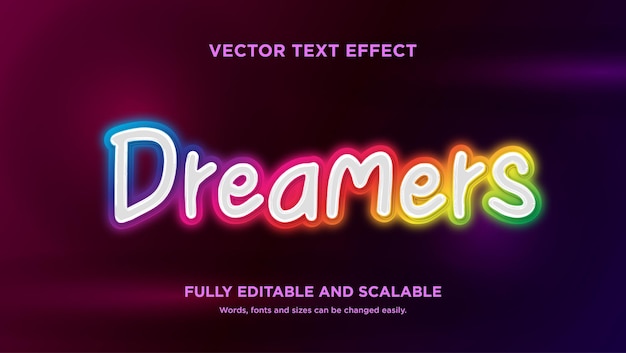 Vector dreamers' futuristic rainbow night vector text effect