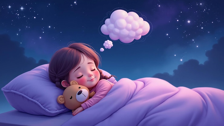 Vector dreaming child with thought bubble