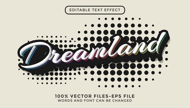 Vector dreamland 3d graffiti style text effect premium vectors