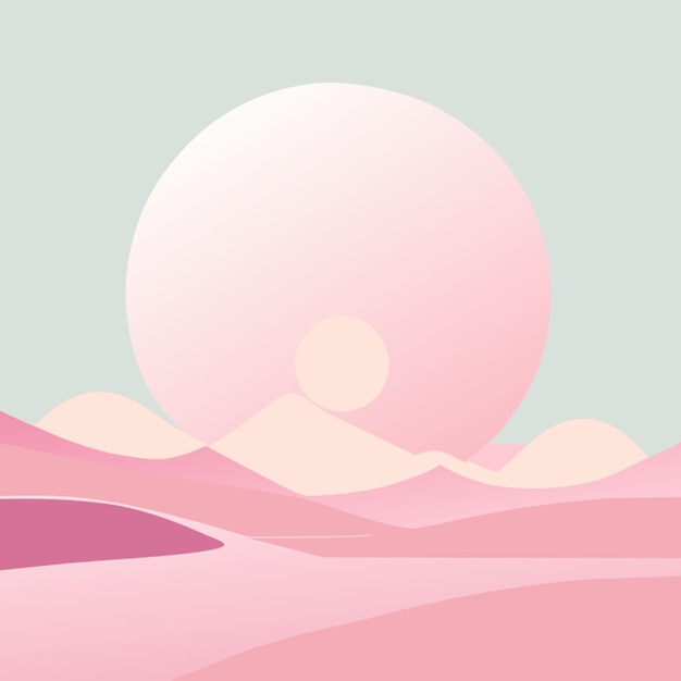 dreamlike landscape art deco painting vector illustration