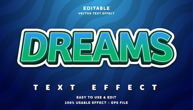 dreams editable text effect with modern and simple style, usable for logo or campaign title