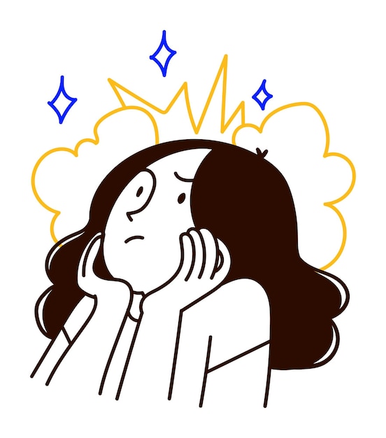 dreamy girl with thought bubble and sparkles