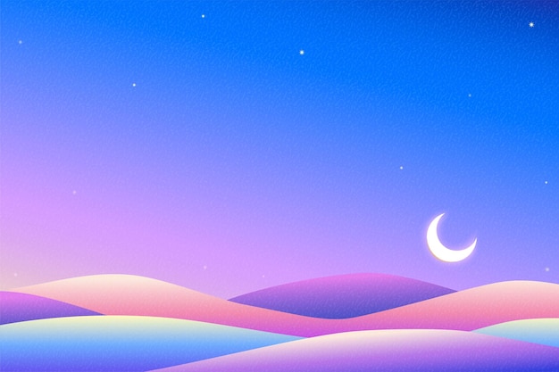 Dreamy neon night desert