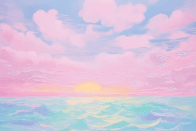 夢のようなパステル色の海 夕暮れの空