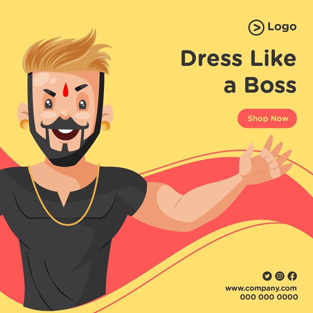 Drees like a boss banner design template