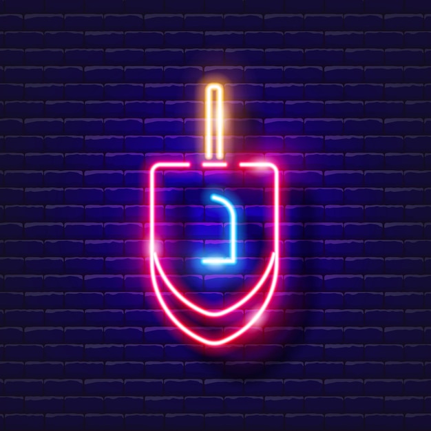 Vector dreidel neon sign vector illustration for rosh hashanah jewish holiday concept