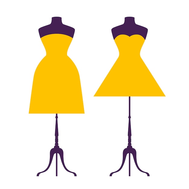 Vector dress cartoon flat silhouette pattern background for use in design.