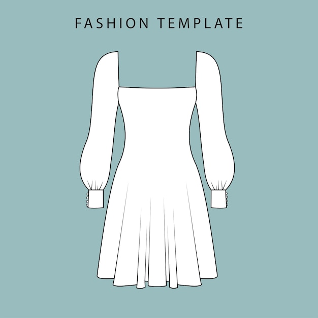 dress fashion flat sketch template