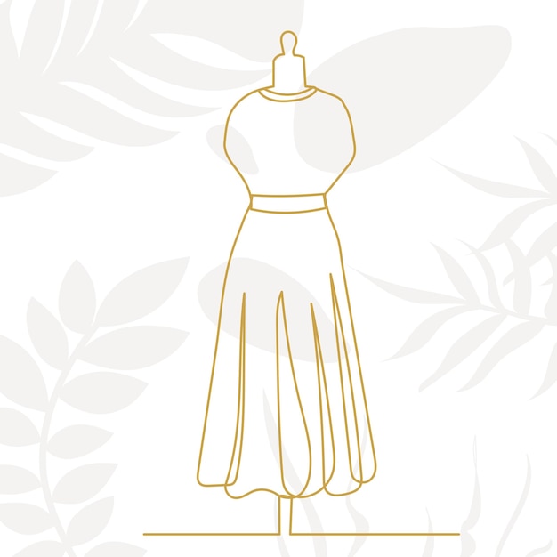 Premium Vector  Dress on mannequin one continuous line drawing isolated  vector