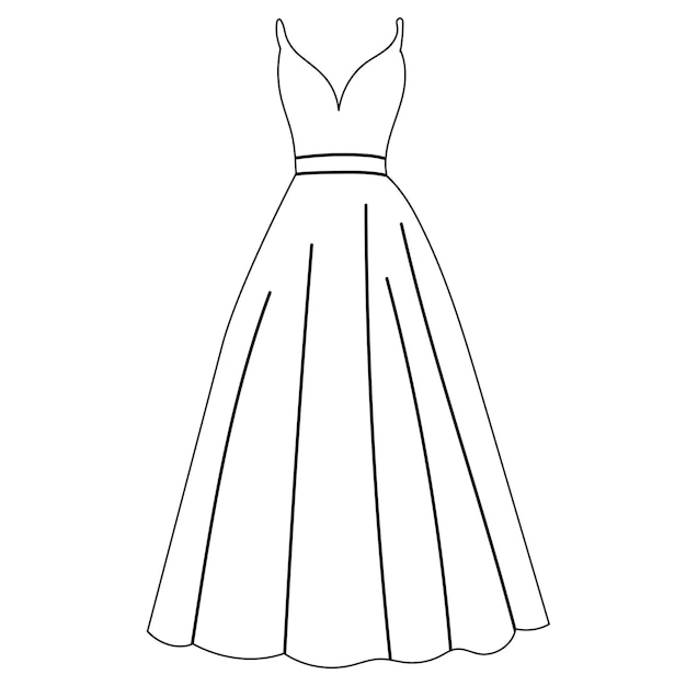 Vector dress sketch contour isolated vector