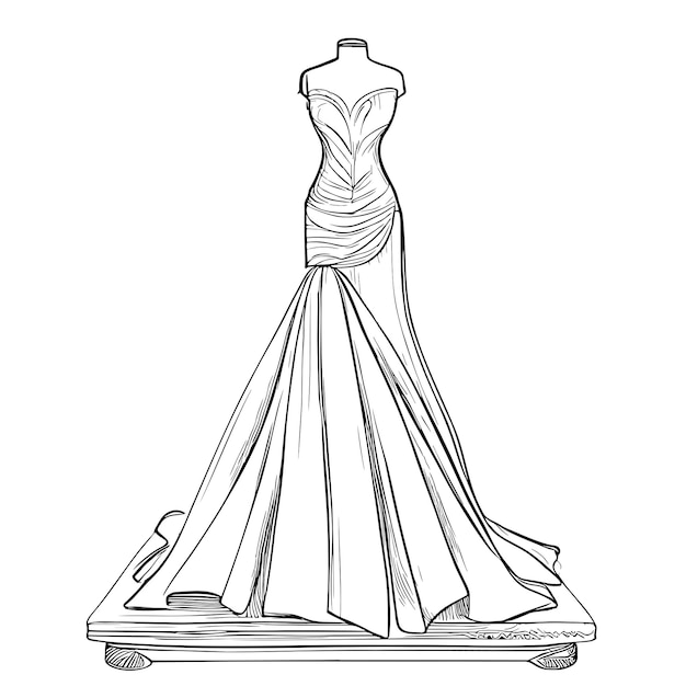 Vector dress sketch hand drawn in doodle style illustration