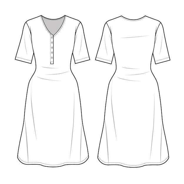 Vector a dress with a v neckline and a v neck.