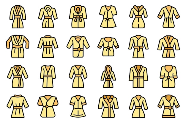 Vector dressing gown icons set vector flat