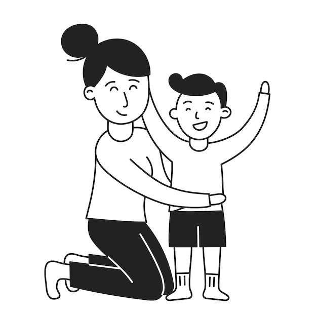 Vector dressing up hand drawn kid and family doodle icon