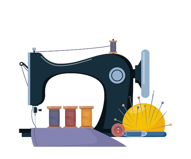 Dressmaking icons composition Tailors accessories supplies and equipment to sew cloth