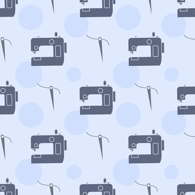 Vector dressmaking sewing machine pattern fabric knitting endless linear background template needlework