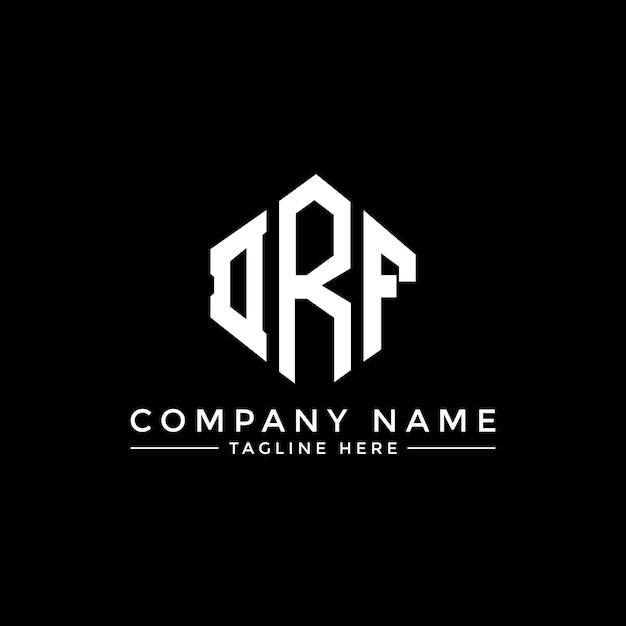 Дизайн логотипа DRF с буквой с формой многоугольника DRF с формой полигона и куба DRF с векторным шаблоном логотипа гексагона белый и черный цвета DRF монограмма бизнес и логотип недвижимости