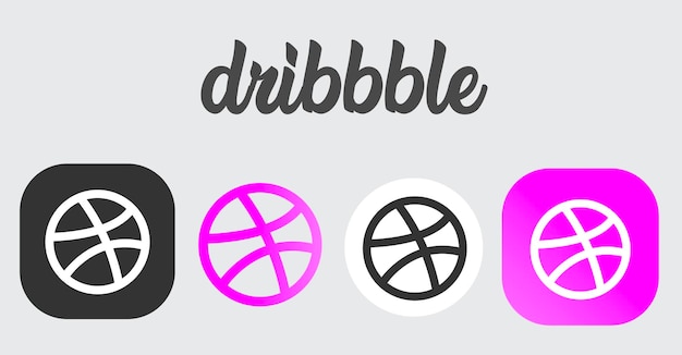 Вектор dribbble flat icon design веб-сайт dribble кнопка логотипов социальных сетей