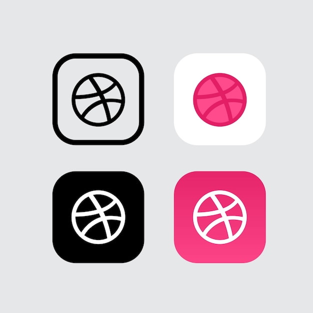 Dribbble social media logo icon with 4 variations