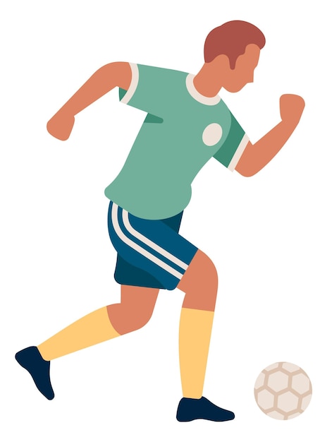 Dribbling icon player running and kicking soccer ball