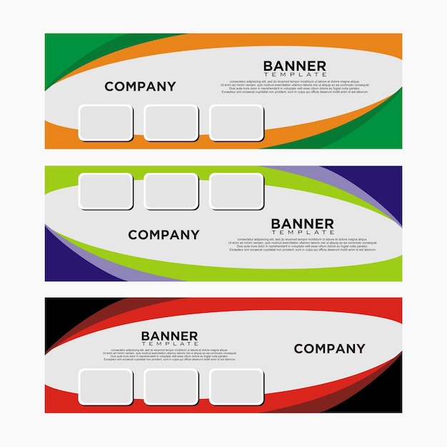 Vector drie banners ontwerpen sjabloon vector