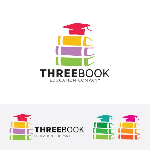 Drie boeken vector logo sjabloon