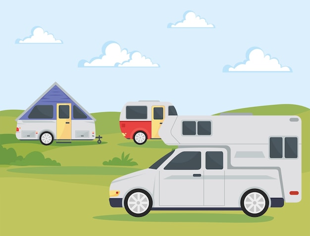 Drie campertrailers