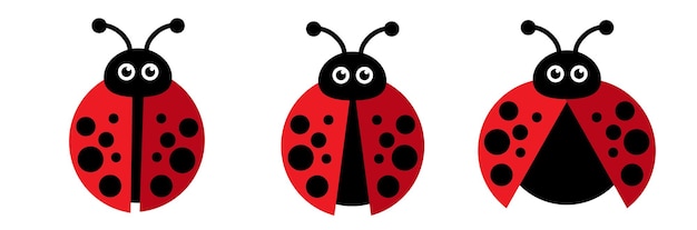 Drie eenvoudige ladybug vector teken