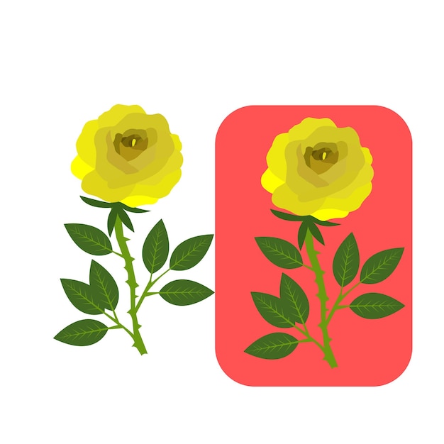 Vector drie gele rozen op een rode achtergrond
