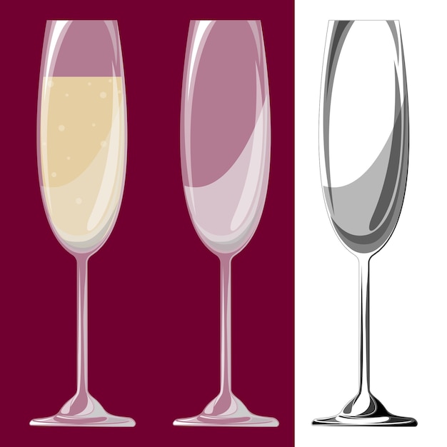 Drie glazen champagne. Vector illustratie. EPS 10