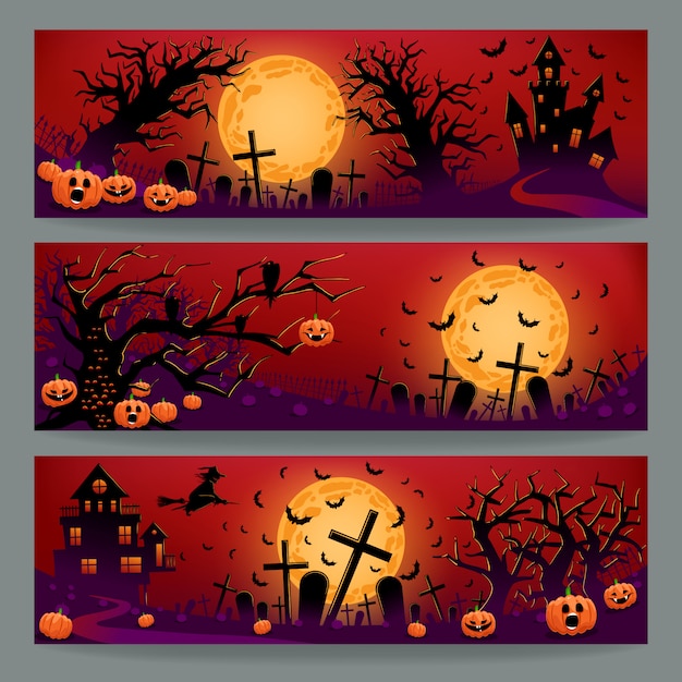 Vector drie halloween-banners