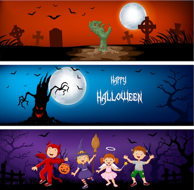 Drie Halloween-banners