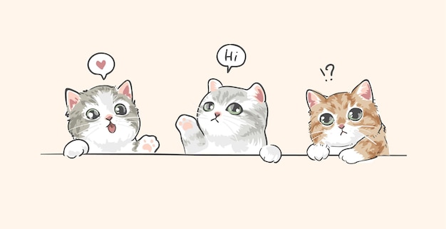 drie kleine kittens cartoon afbeelding