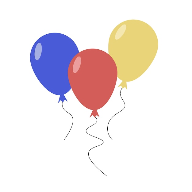 Drie kleurrijke ballonnen verjaardagsfeestje verrassing vakantie viering Vector plat ontwerp